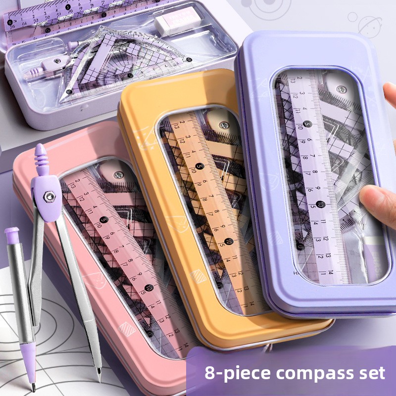 Math Geometry Set With Compass - Набор геометрических инструментов из 8 предметов